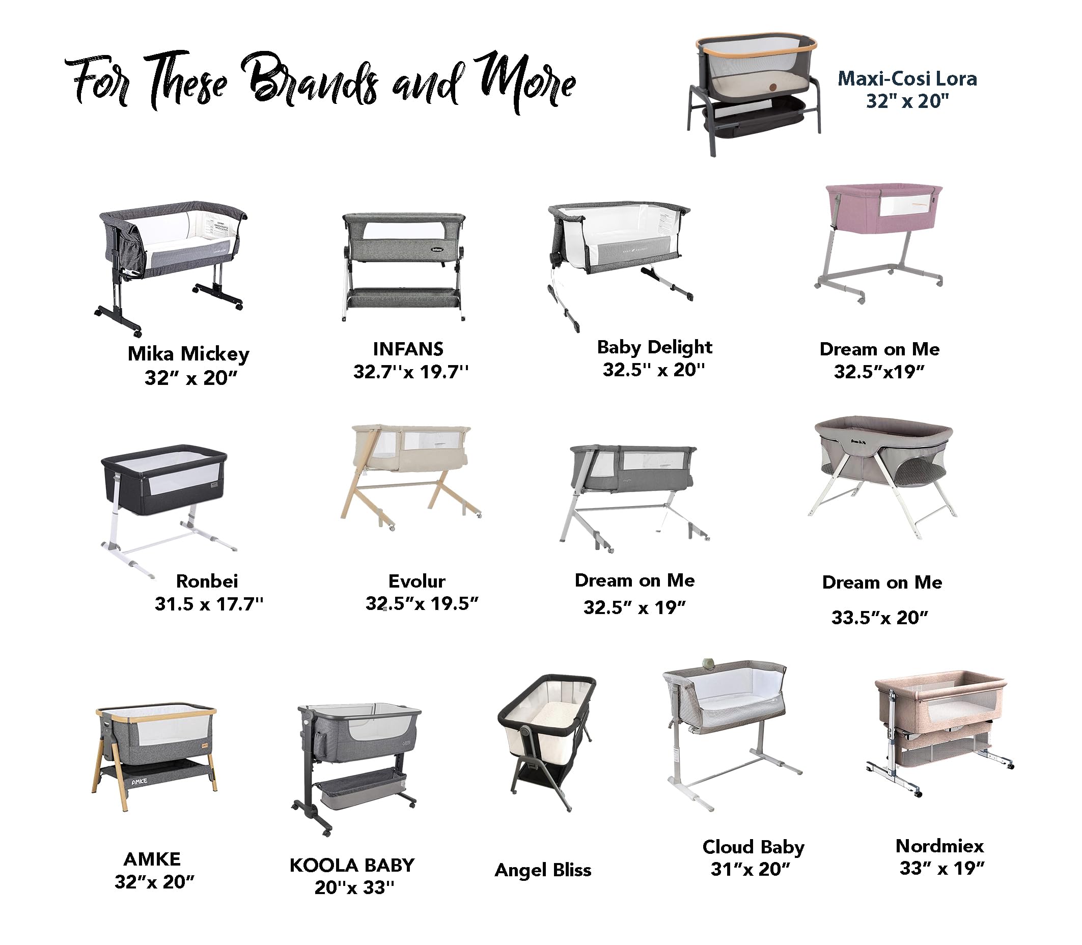 Cambria Baby fitted sheets showcase secure elastic for snug bedside-sleeper fit.
