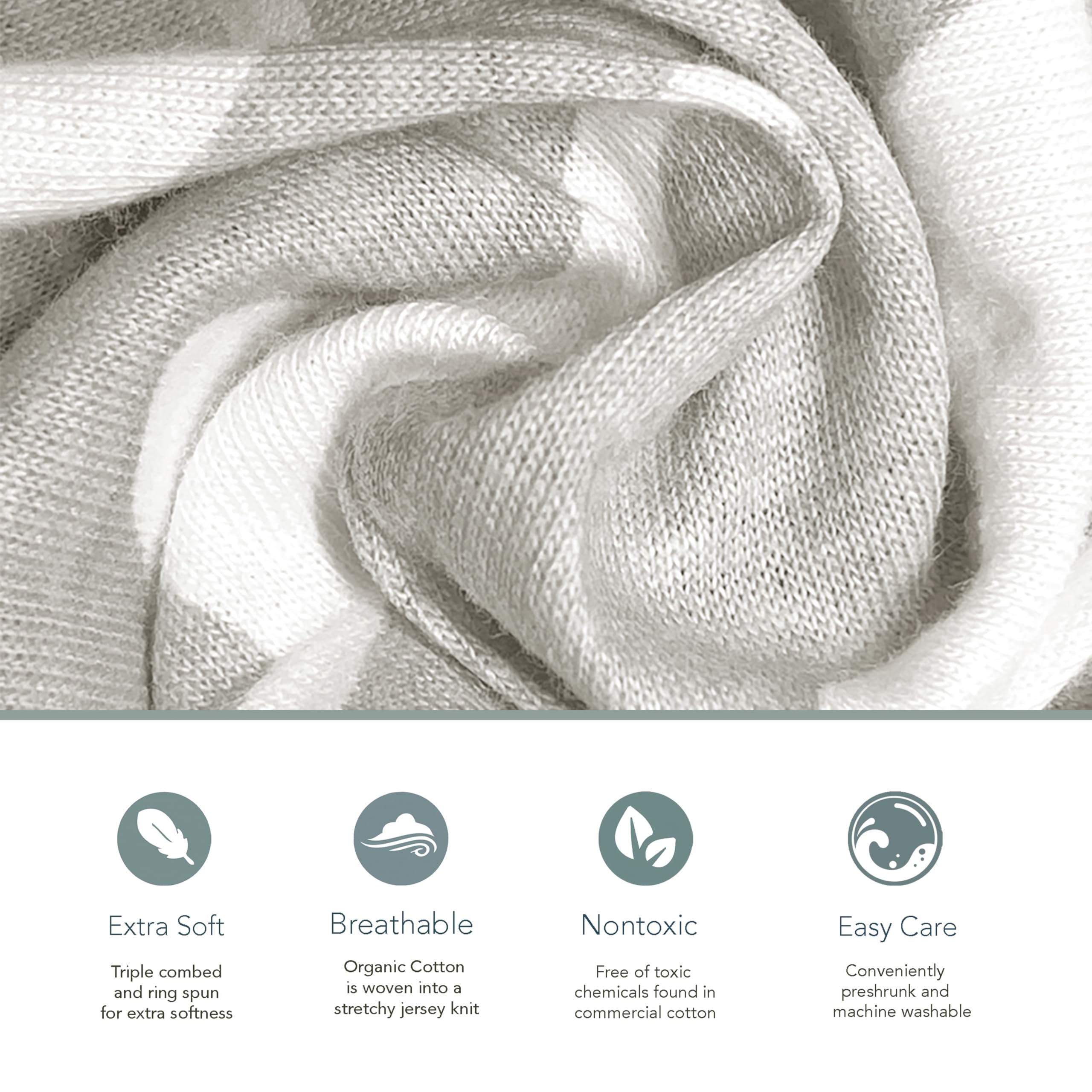 Cambria Baby GOTS-certified organic cotton grey sheets, toxin-free materials and eco-friendly production.