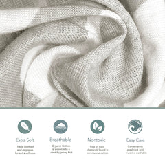 Cambria Baby GOTS-certified organic cotton grey sheets, toxin-free materials and eco-friendly production.