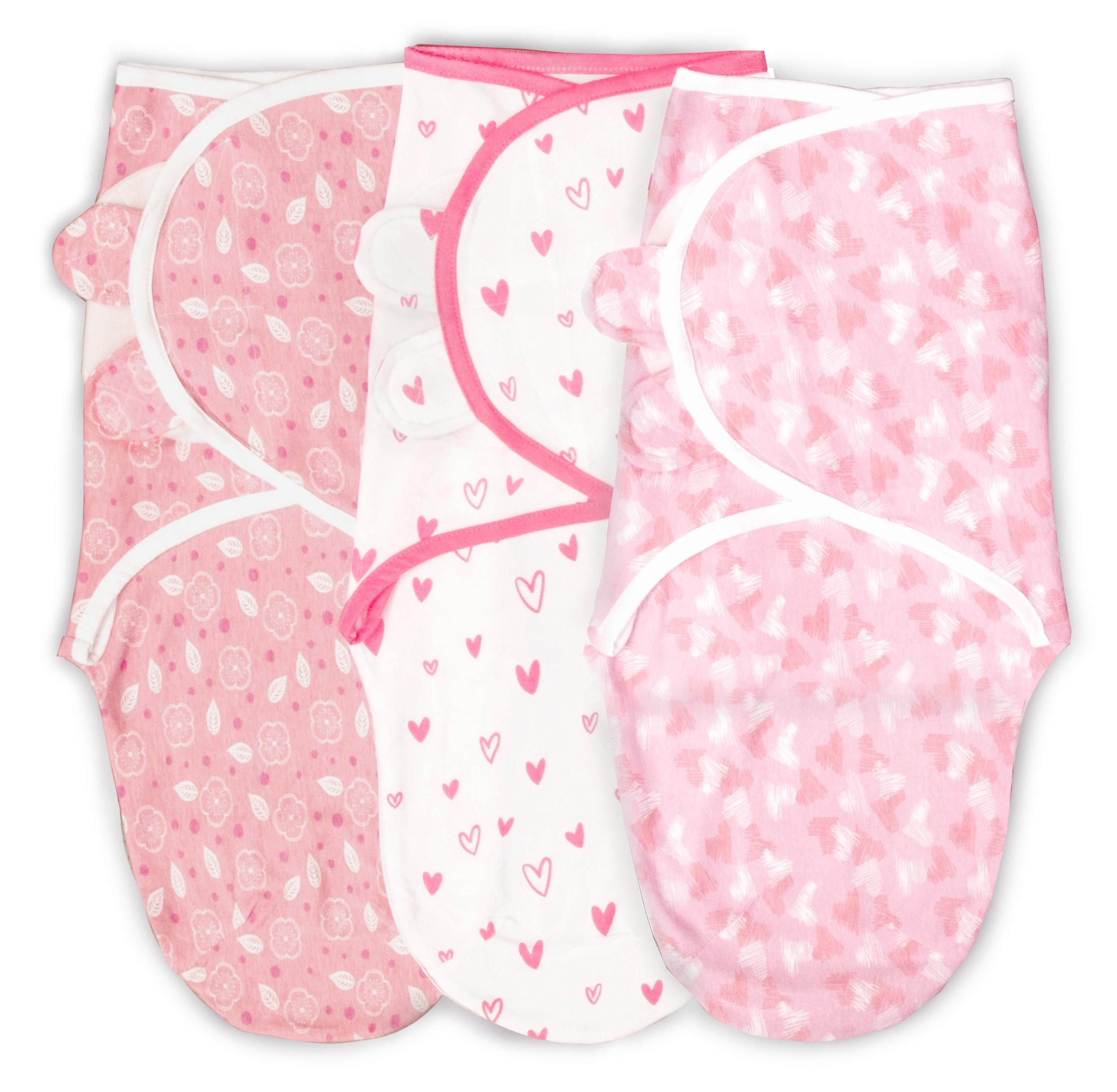 Cambria Baby Hearts and Flowers swaddle closeup showing soft organic cotton for soothing sleep