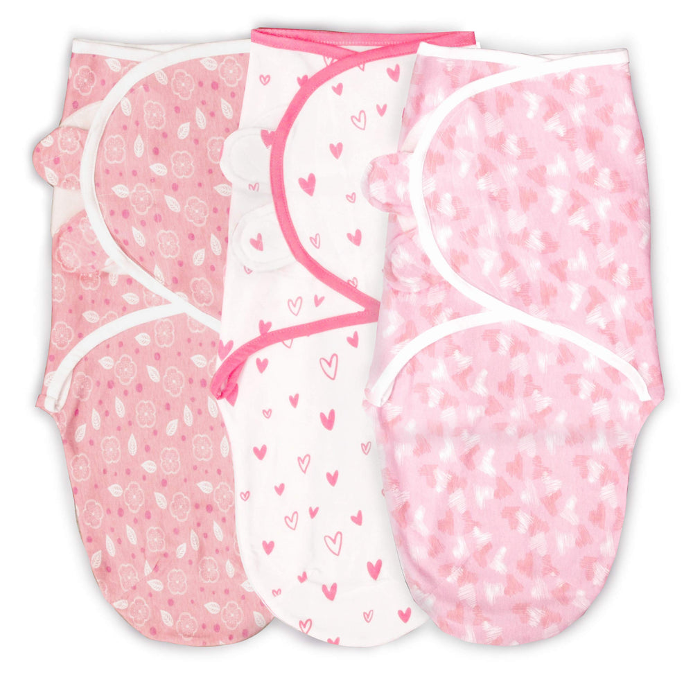 Cambria Baby Hearts and Flowers swaddle closeup showing soft organic cotton for soothing sleep