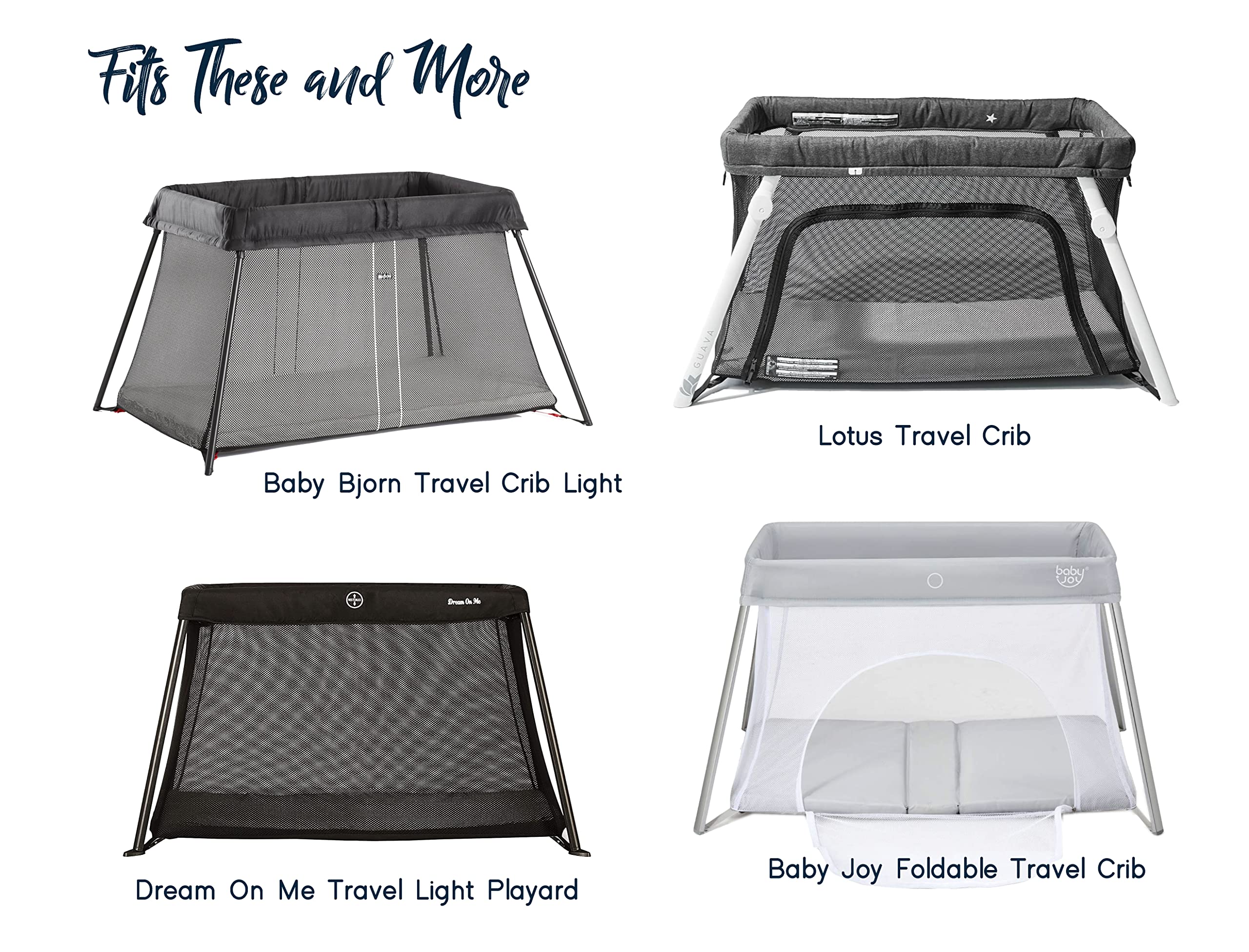 Cambria Baby sheets in stripes pattern provide snug fit for portable cribs.