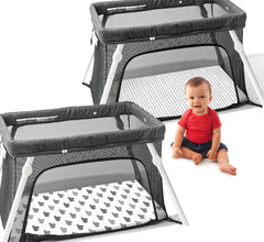 Cambria Baby travel sheets with corner safety holes for secure fit.