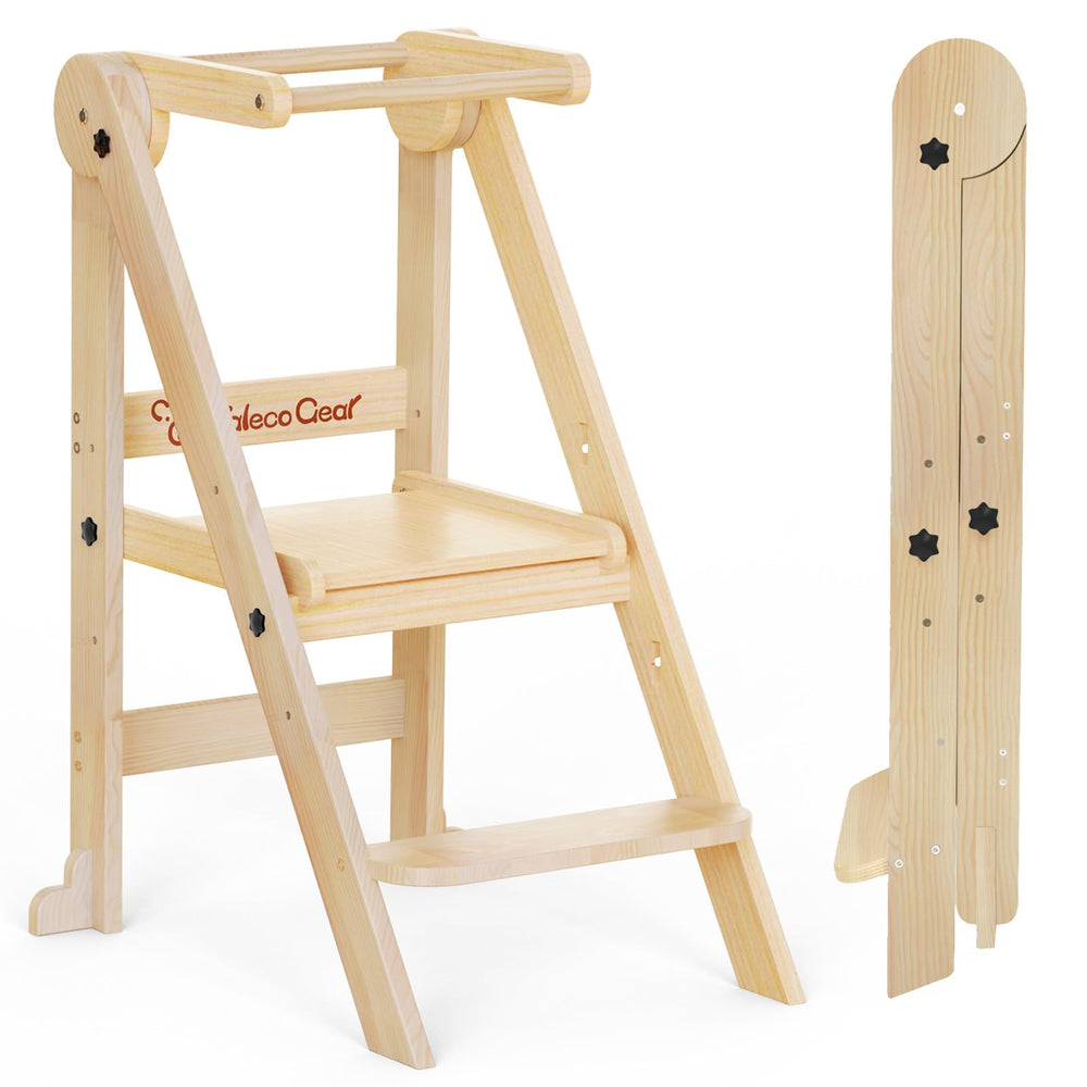 CaMecequter foldable toddler stool closed showing compact storage