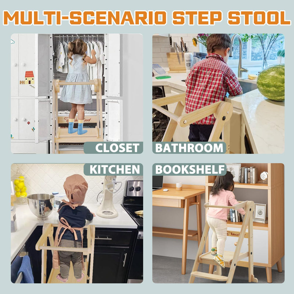 CaMecequter imaginative play with toddler stool at play kitchen