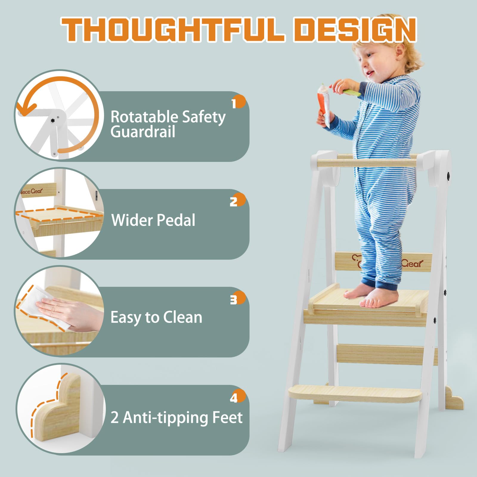 CaMecequter Taleco Gear toddler stool adjustable heights highlight growth-friendly design