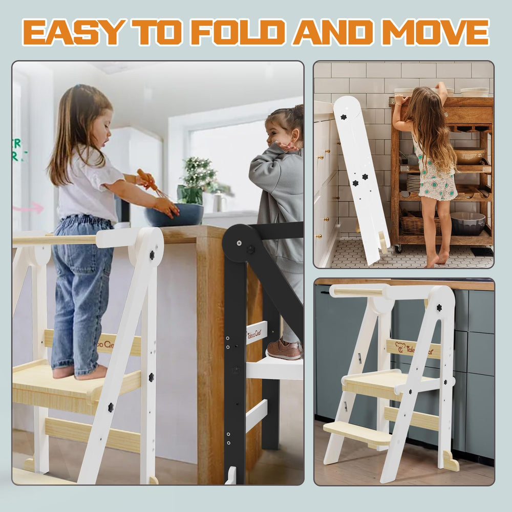 CaMecequter Taleco Gear wooden toddler stool suitable for bathroom and kitchen tasks
