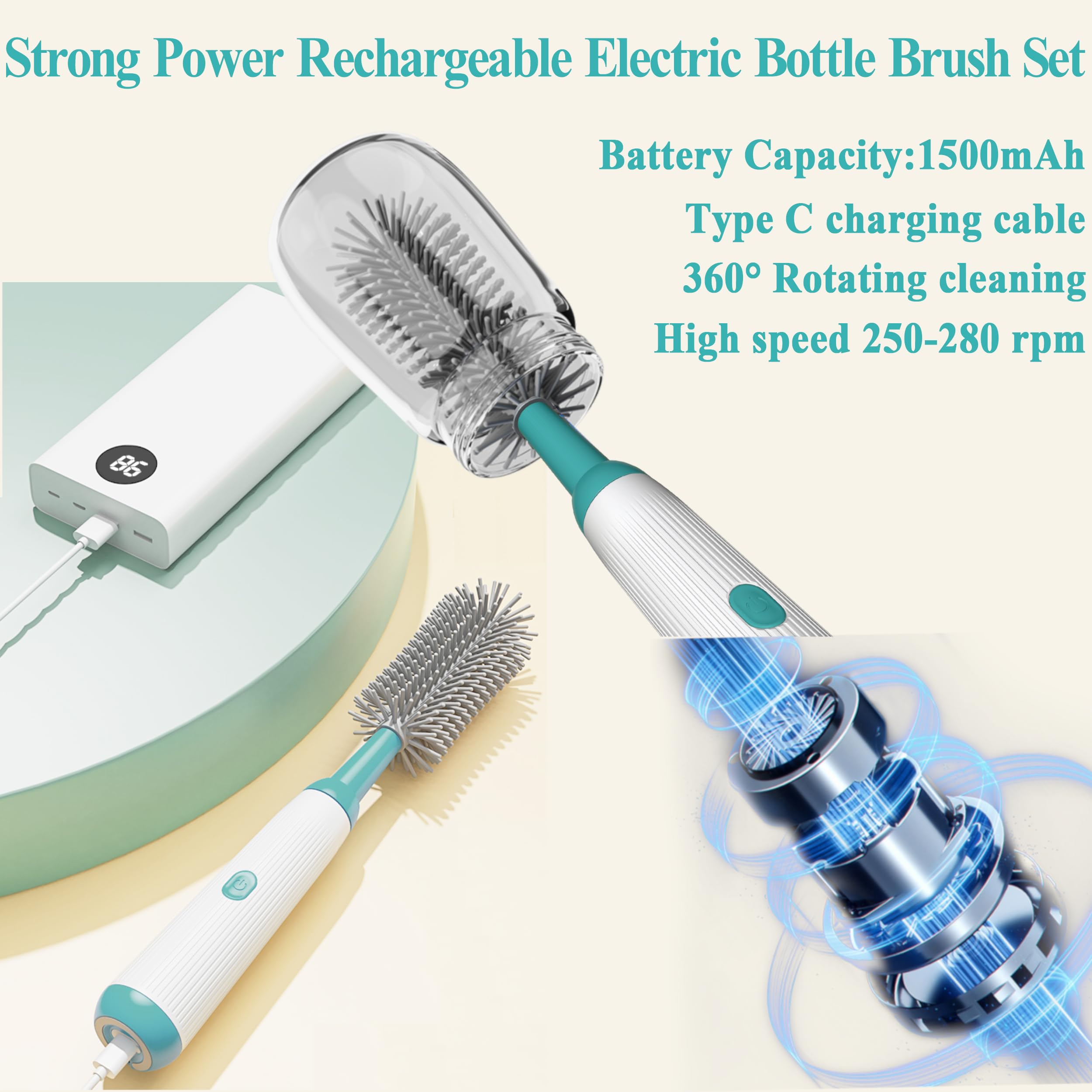 Camelcell 1500mah battery powered operation for cordless cleaning sessions.