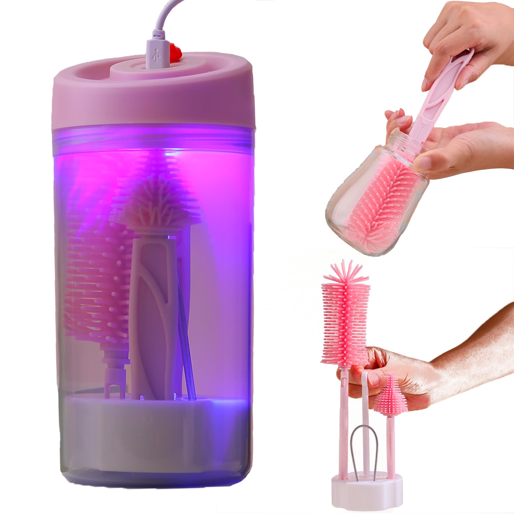 CAMELCELL 6-in-1 kit assembled showing bottle brush and drying rack for efficient bottle care.