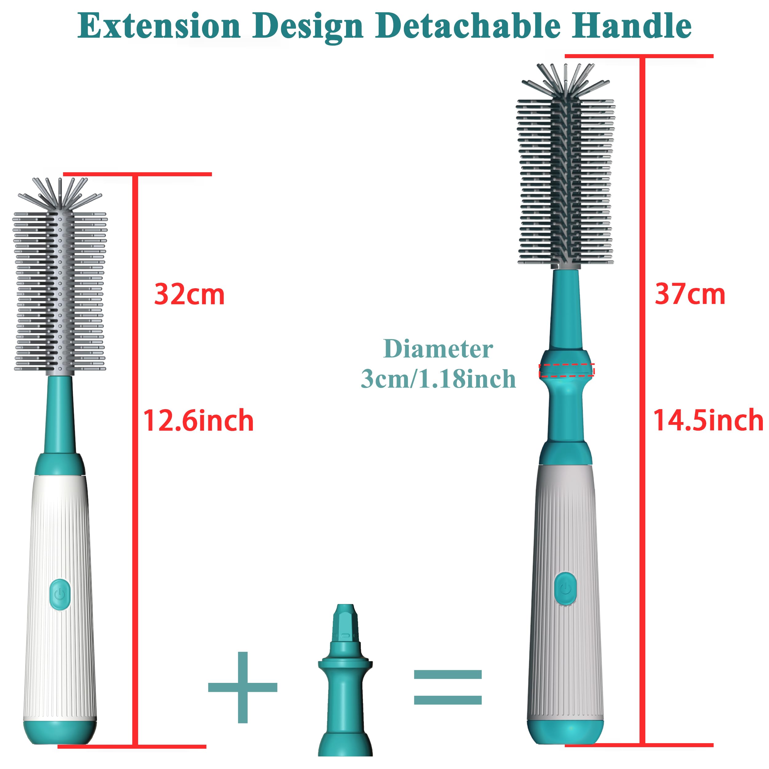 Camelcell baby bottle brush with silicone bristles for gentle interior cleansing.