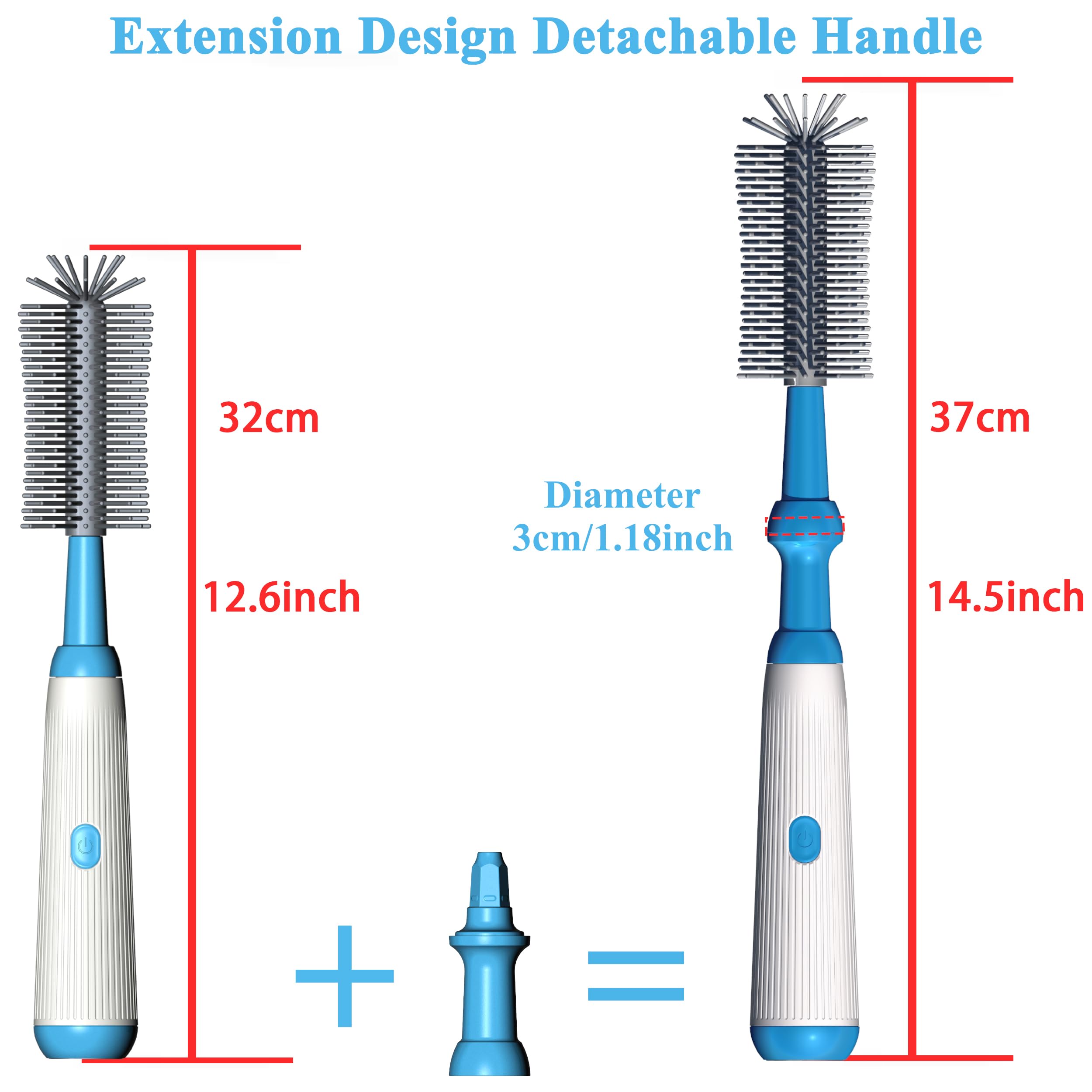 Camelcell long-handle bottle brush waterproof design assists safe bathroom cleaning.