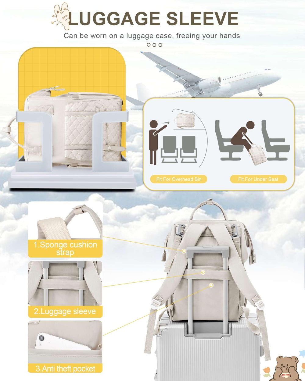 Camillemma diaper backpack versatile carrying options for backpack, handbag, or crossbody.