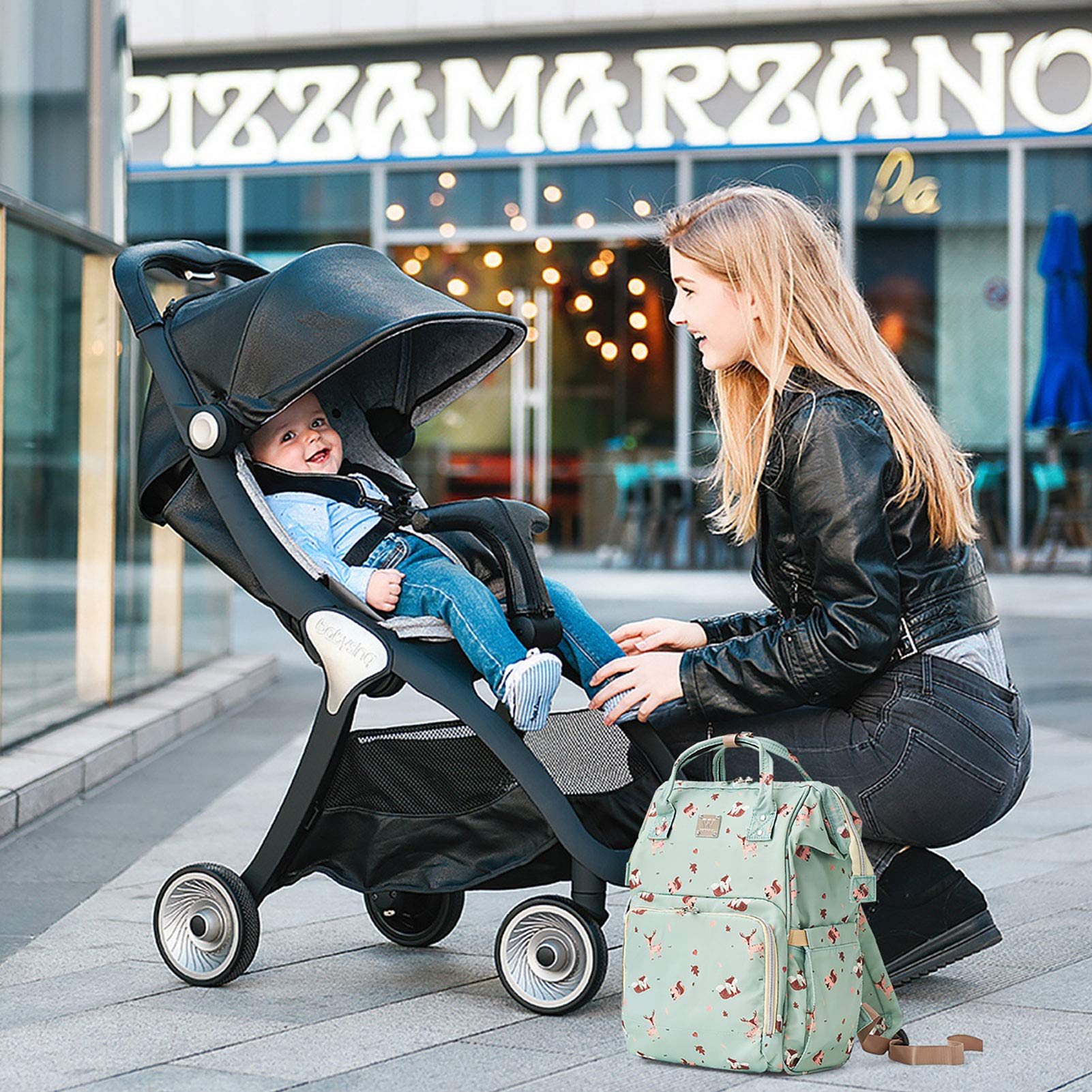 CAMILLEMMA Diaper Bag anti-theft back pocket securely stores valuables.