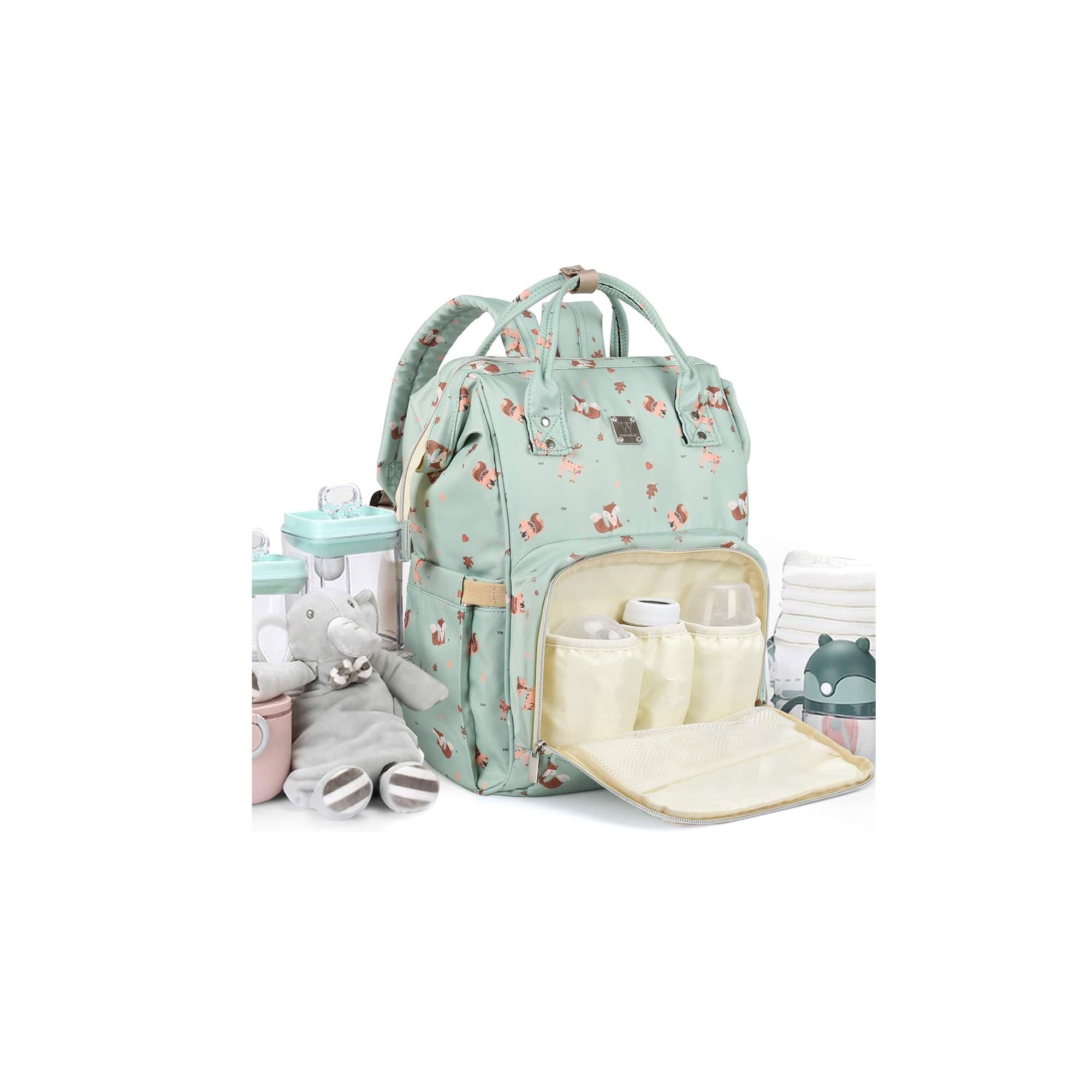 CAMILLEMMA Diaper Bag Backpack main compartment spacious for baby essentials.