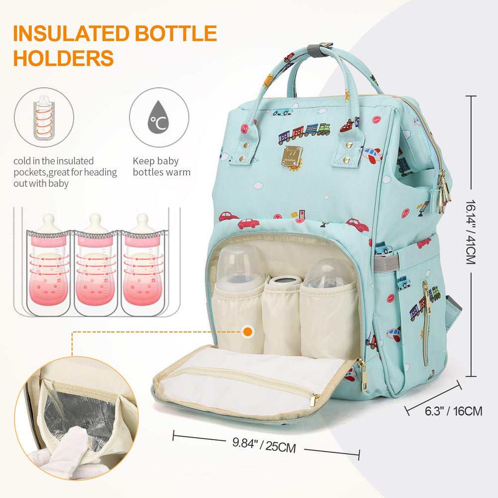 CAMILLEMMA diaper bag backpack stroller-straps attach to a pram.
