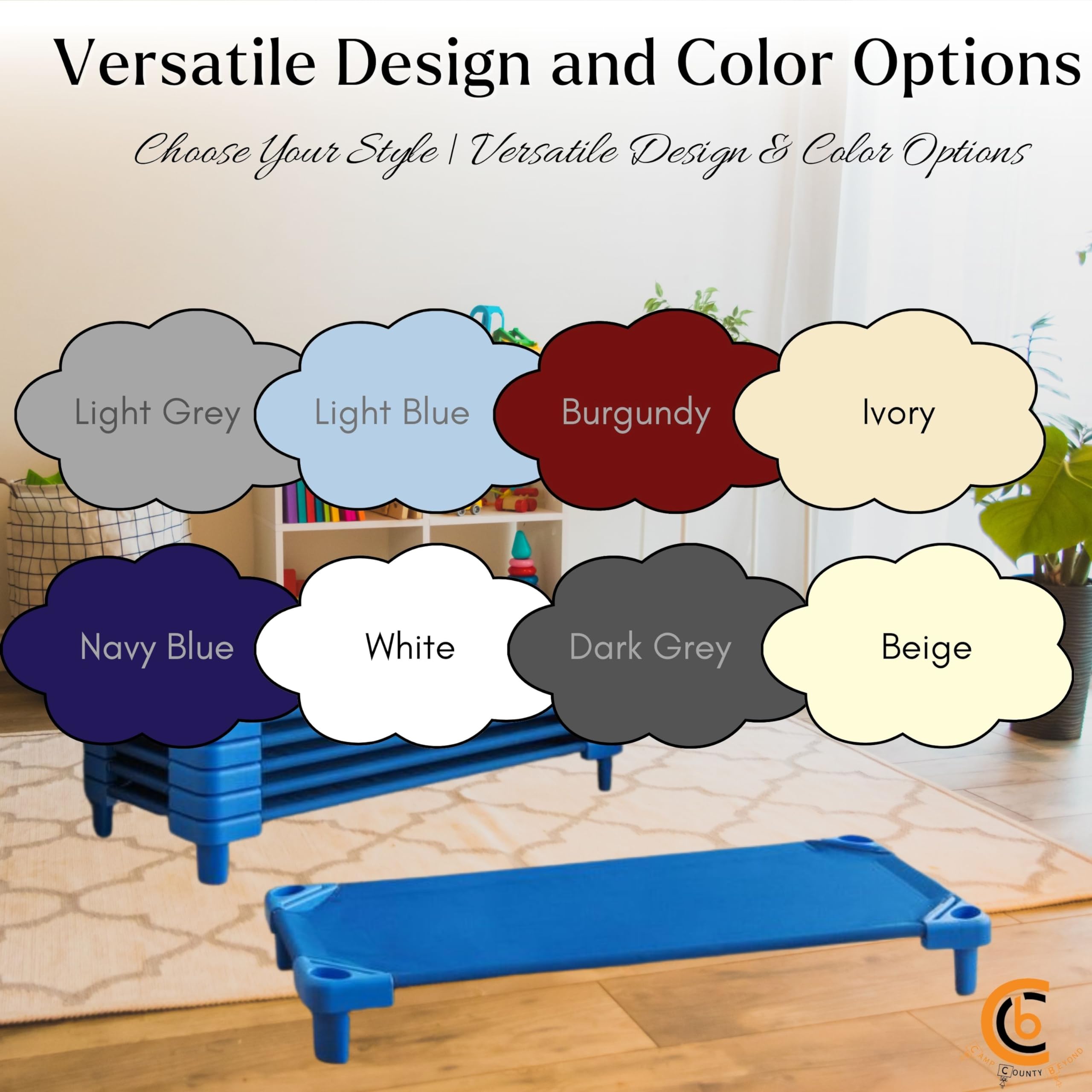 Camp County Beyond burgundy cot sheet at home simplifies nap time care.