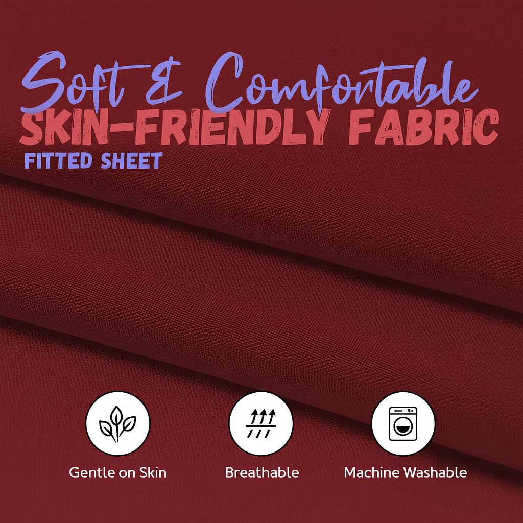 Camp County Beyond burgundy cot sheet after washing remains soft and durable.