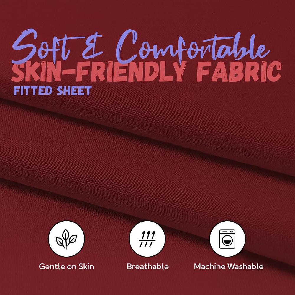 Camp County Beyond burgundy cot sheet after washing remains soft and durable.