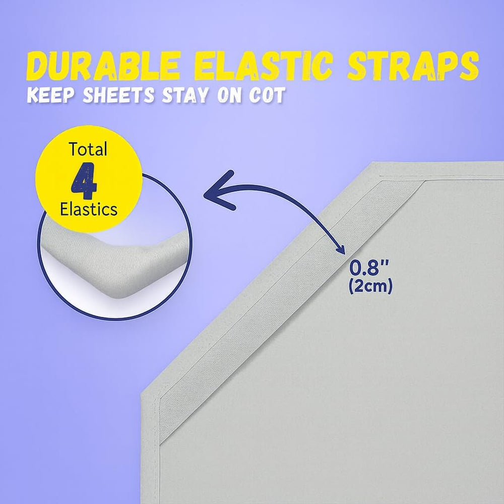 Camp County Beyond cot sheets are machine washable for daily daycare use