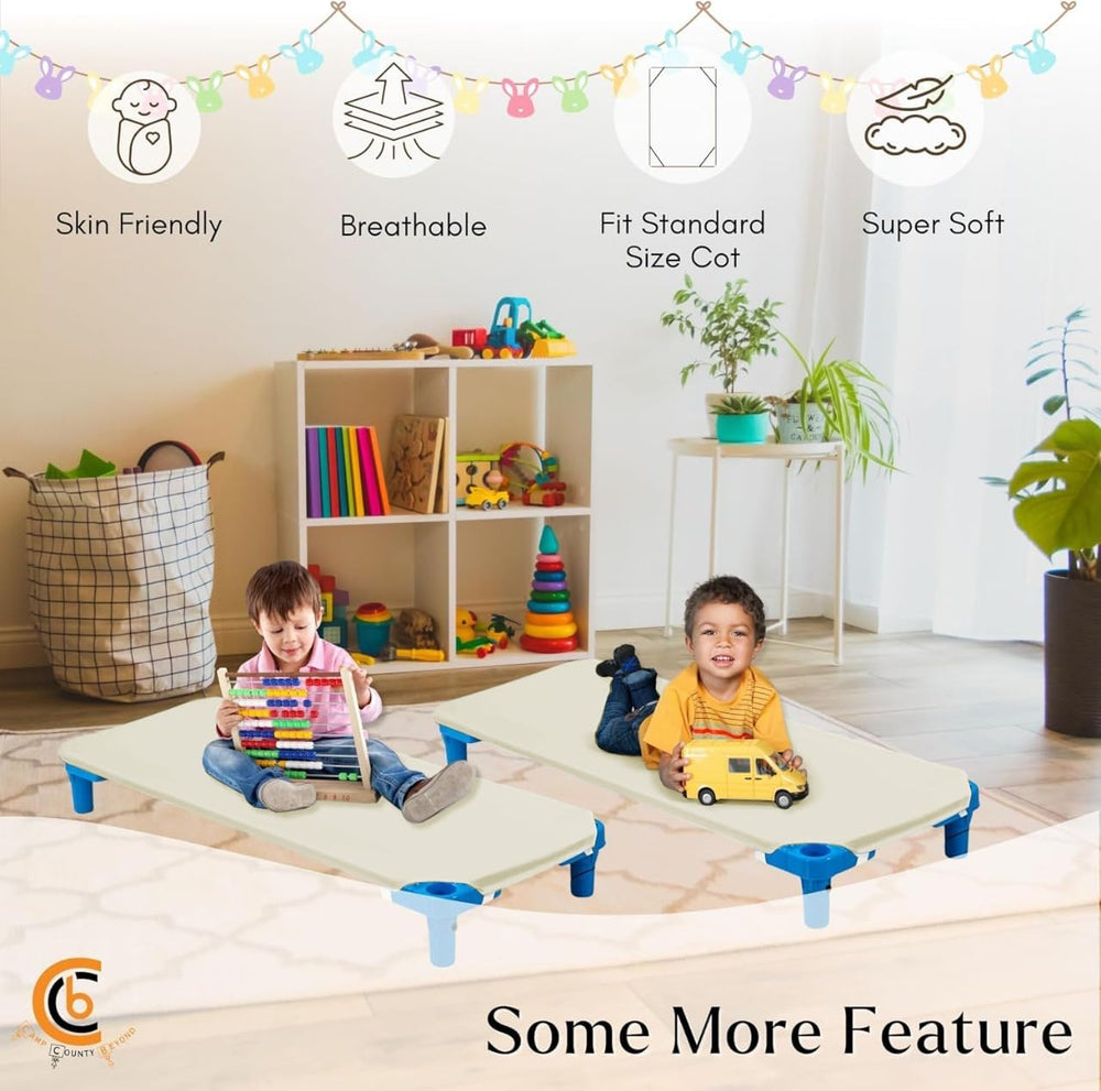 Camp County Beyond ivory color complements daycare cots and cozy nap environments