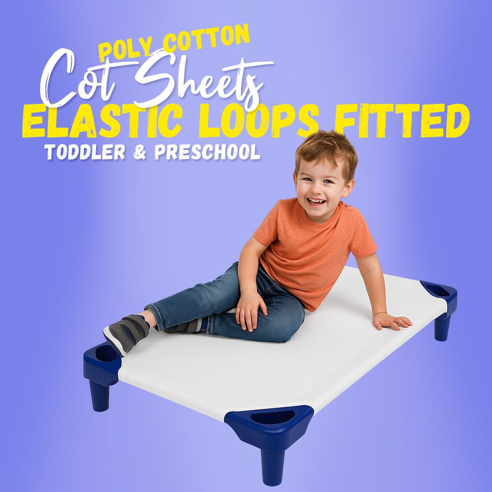 Camp County Beyond top-view of fitted cot sheet showing wrinkle-free fit and clean lines.