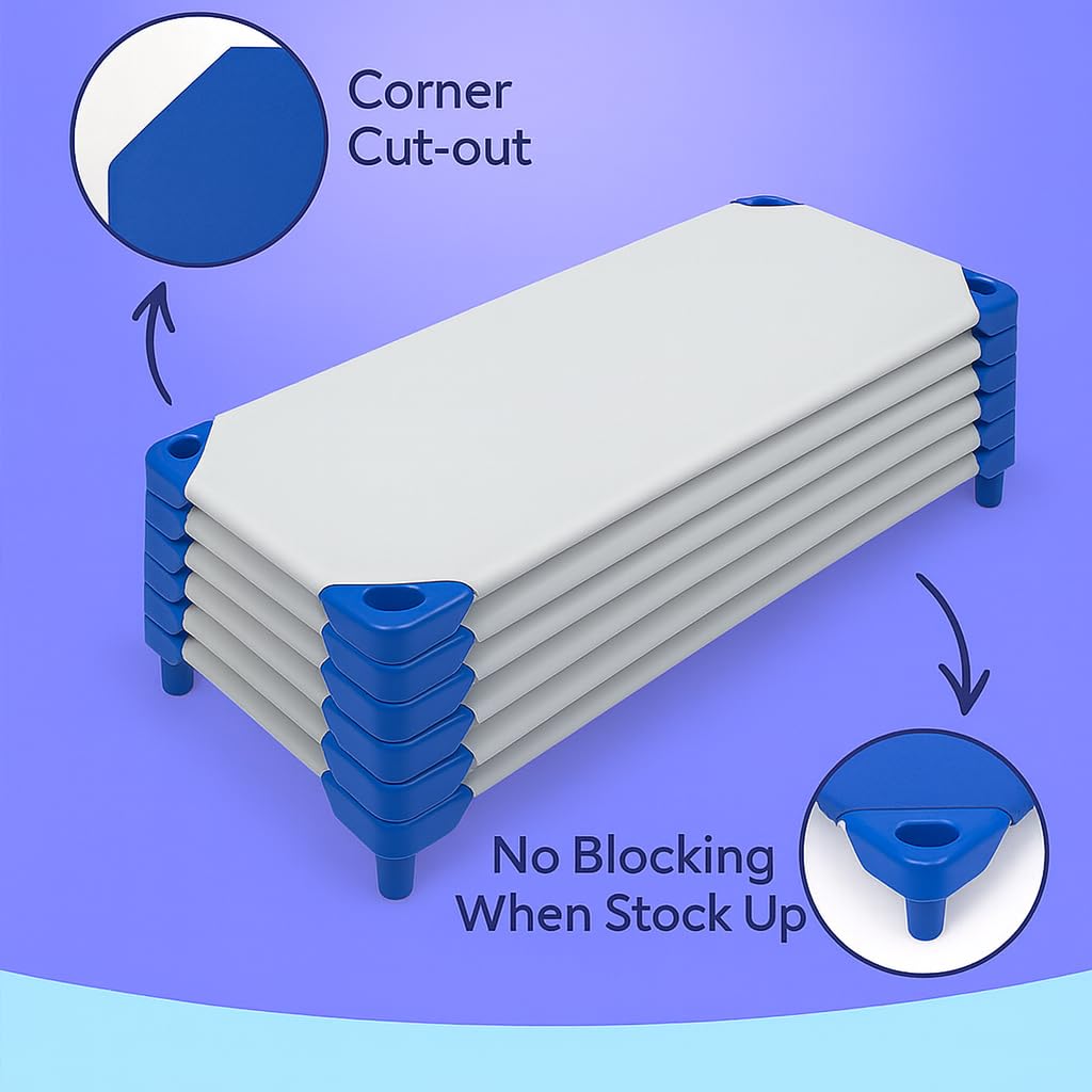 Camp County Beyond classroom setup with light grey cot sheets