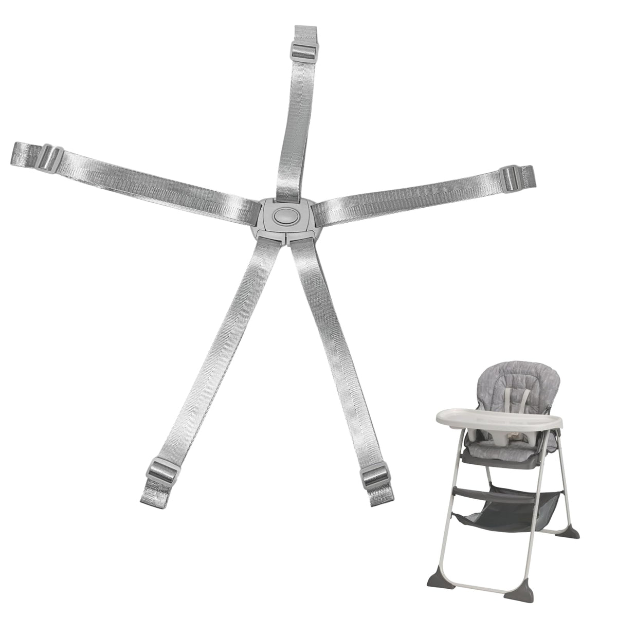 CAMTOVGCA high chair straps show Graco compatibility for secure fit.