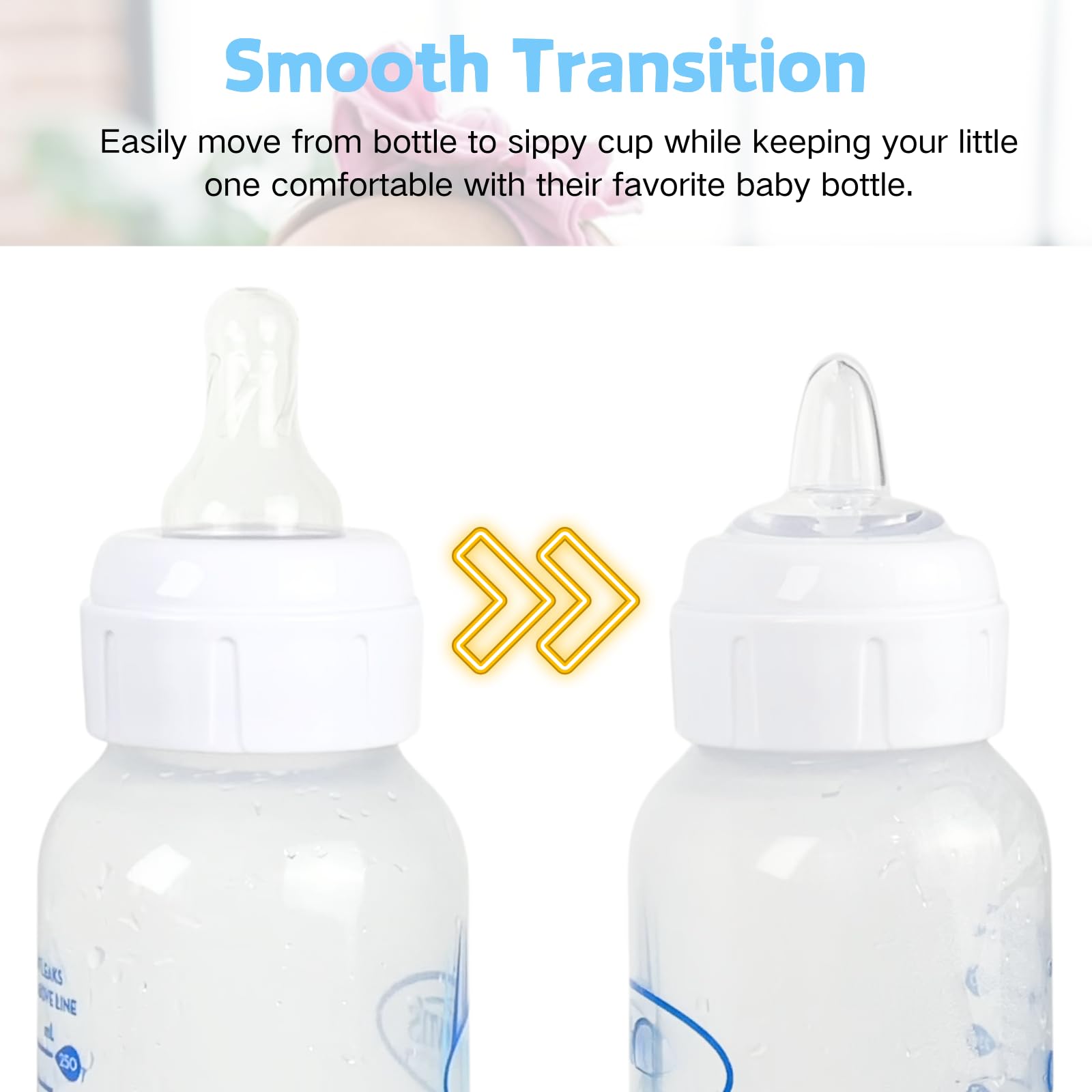 CAMTOVGCA sippy spout nipples in soft silicone protect gentle lips during learning.