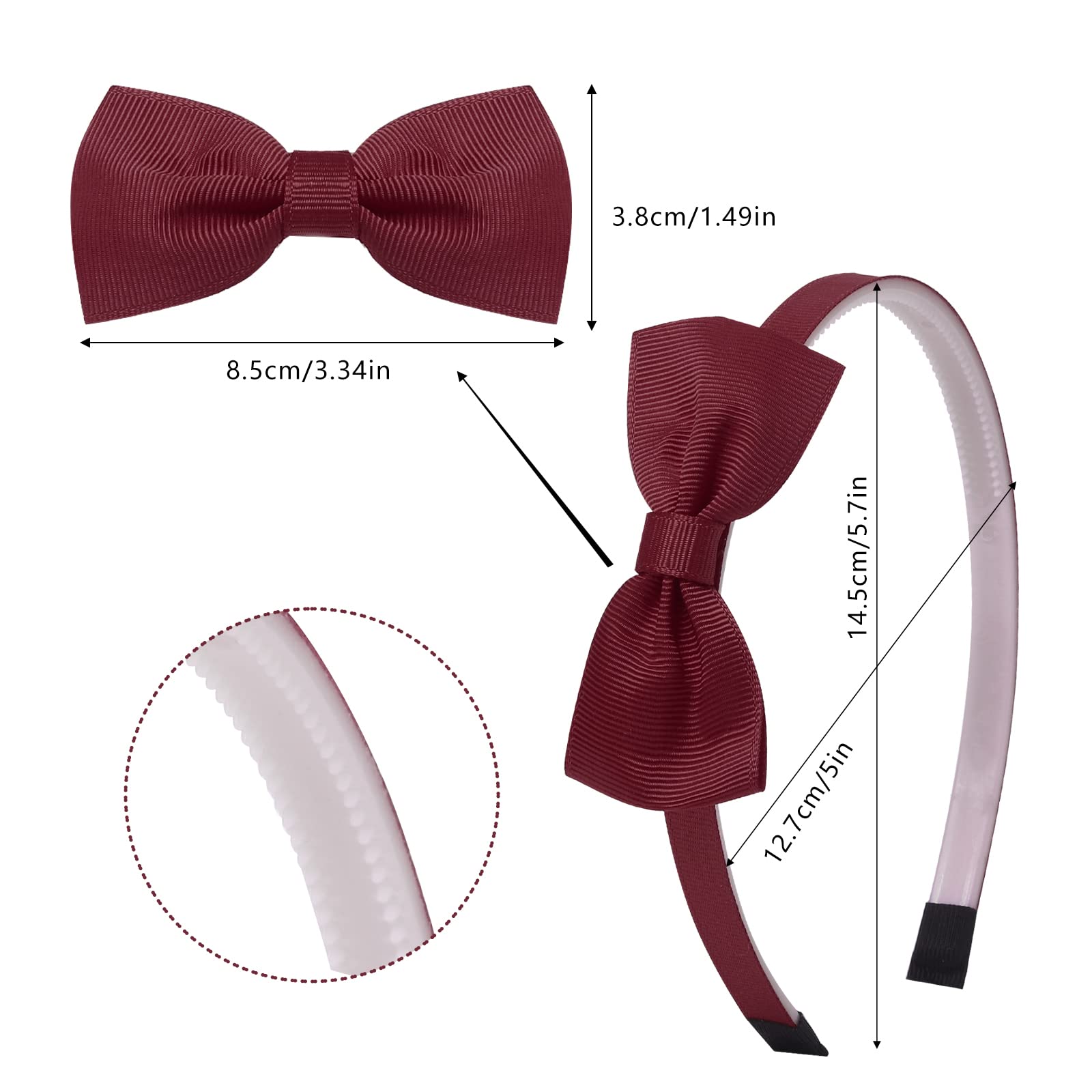 Candygirl bows headbands with memory elastic base providing secure fit without slipping