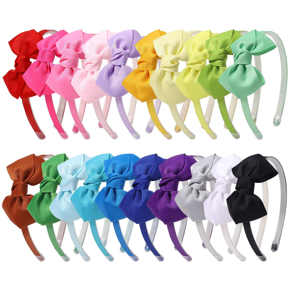 Candygirl Grosgrain Headbands with Bows set—vibrant colors for daily outfits.