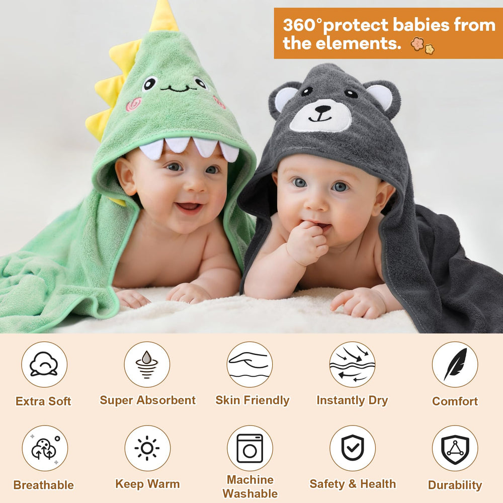 CandyHome bear hooded towel keeps newborn cozy as bath ends.