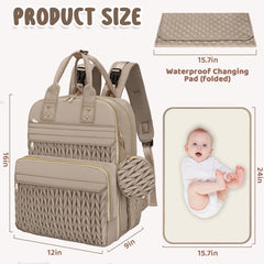 CandyHome diaper bag backpack khaki open compartments demonstrate organized space.