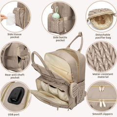 CandyHome diaper bag backpack with USB port enables on-the-go phone charging.