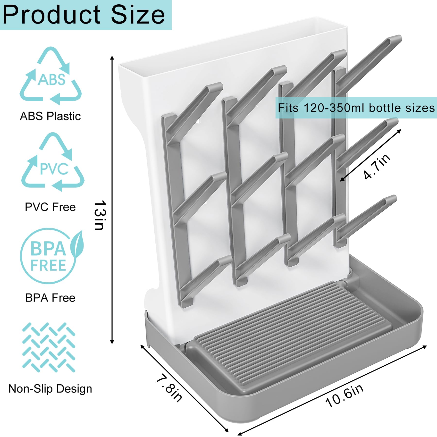 CandyHome drying rack adjustable twigs close-up illustrates flexible spacing for baby needs.