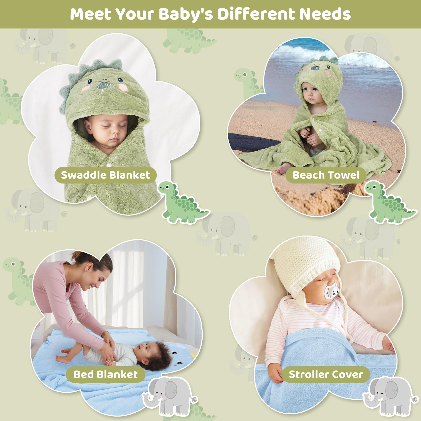 CandyHome elephant hooded design closeup enhances bath time routine