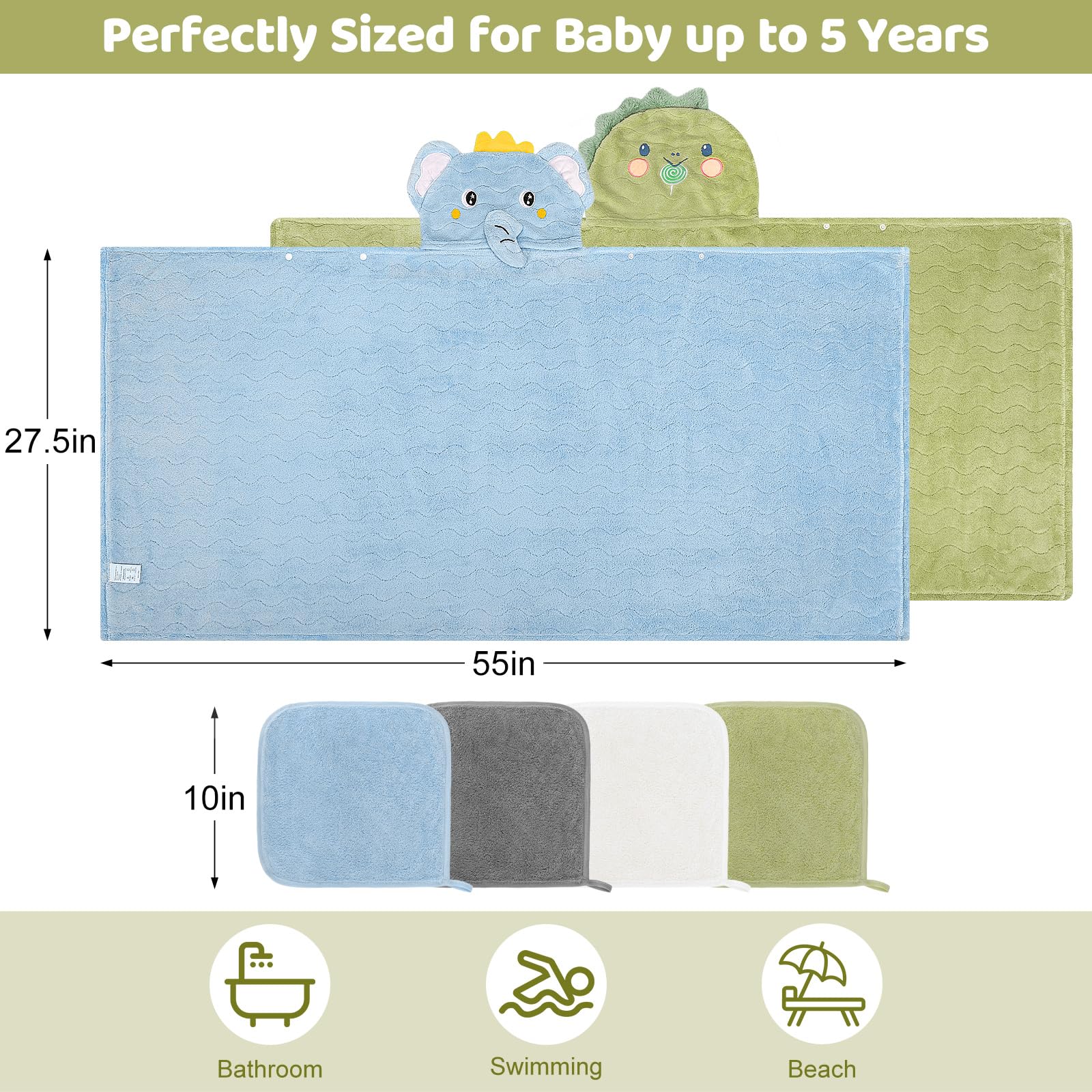 CandyHome hooded towel elephant design wraps kids in cozy comfort