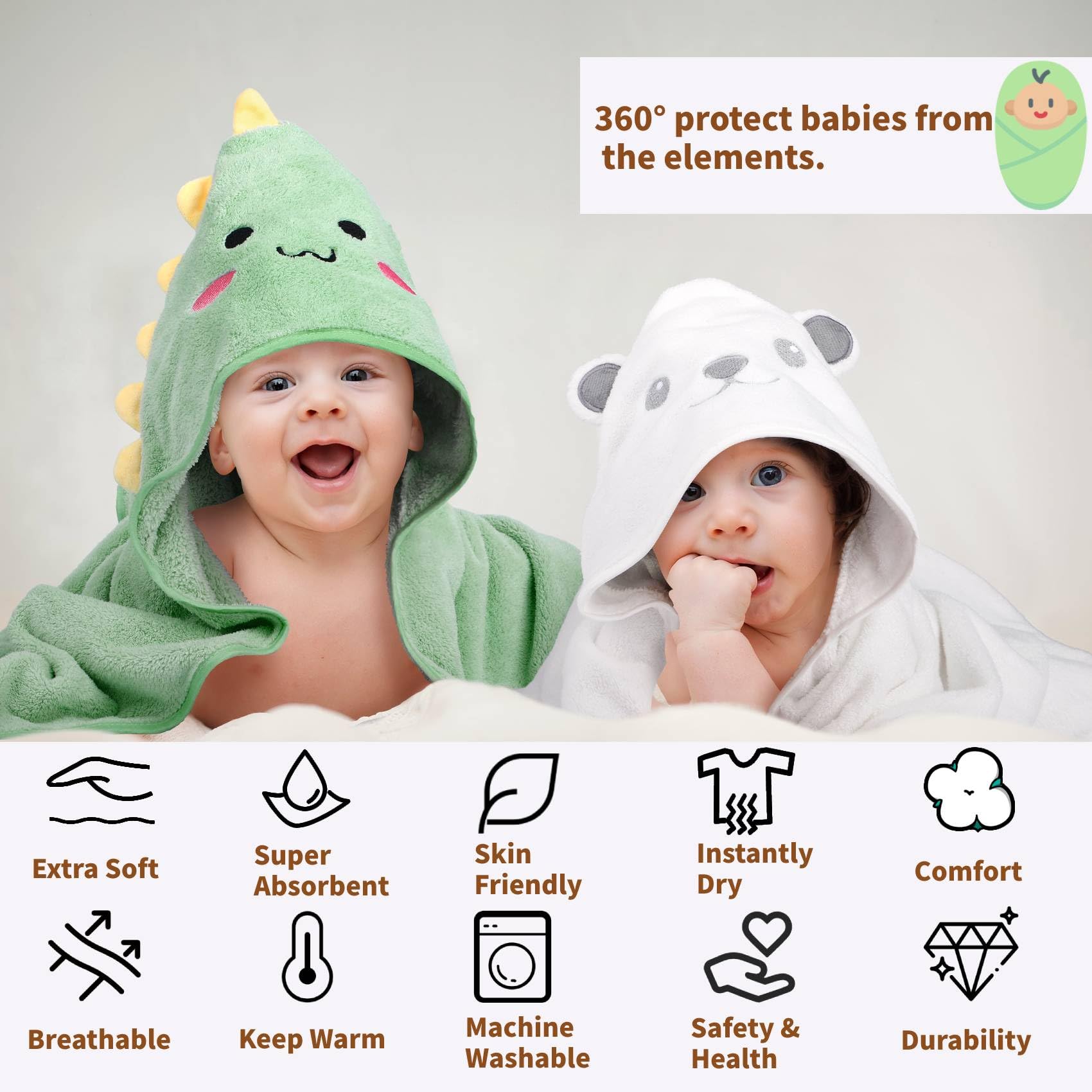 CandyHome hooded towel bear aids quick dryness and cuddly bath moments.