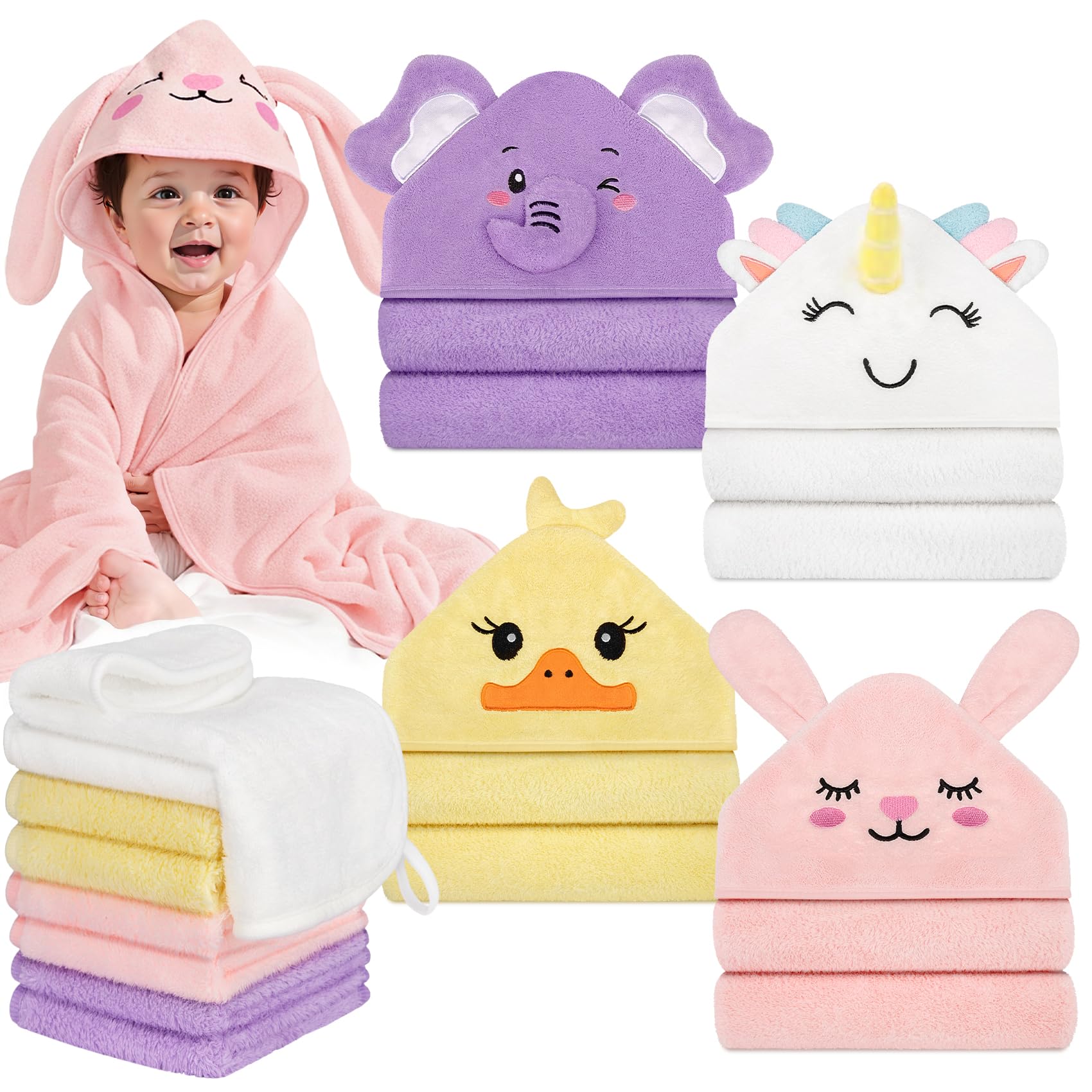 CandyHome hooded towel rabbit 80x80 cm keeps baby warm after bath