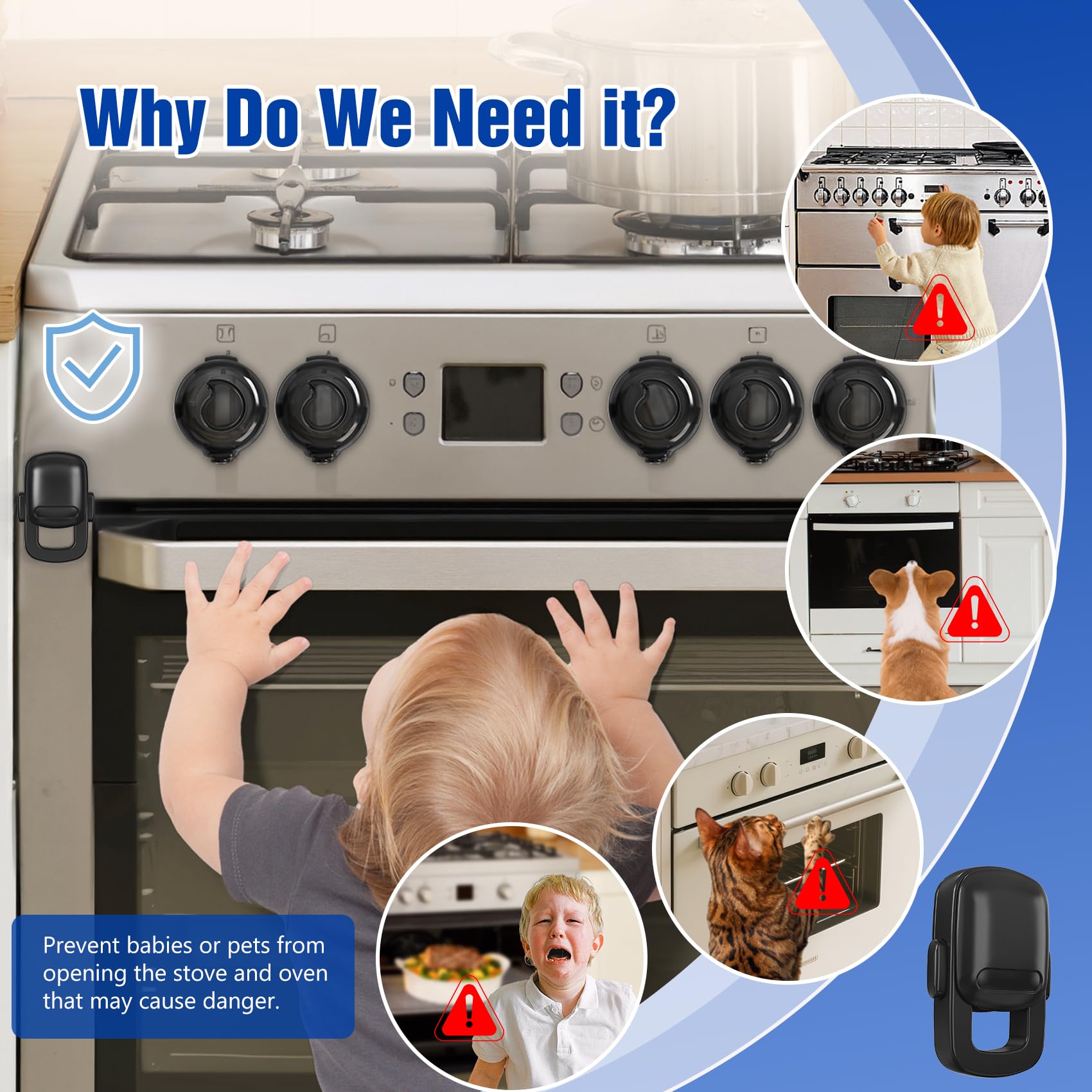 CandyHome oven safety lock close-up illustrating secure protection from pets