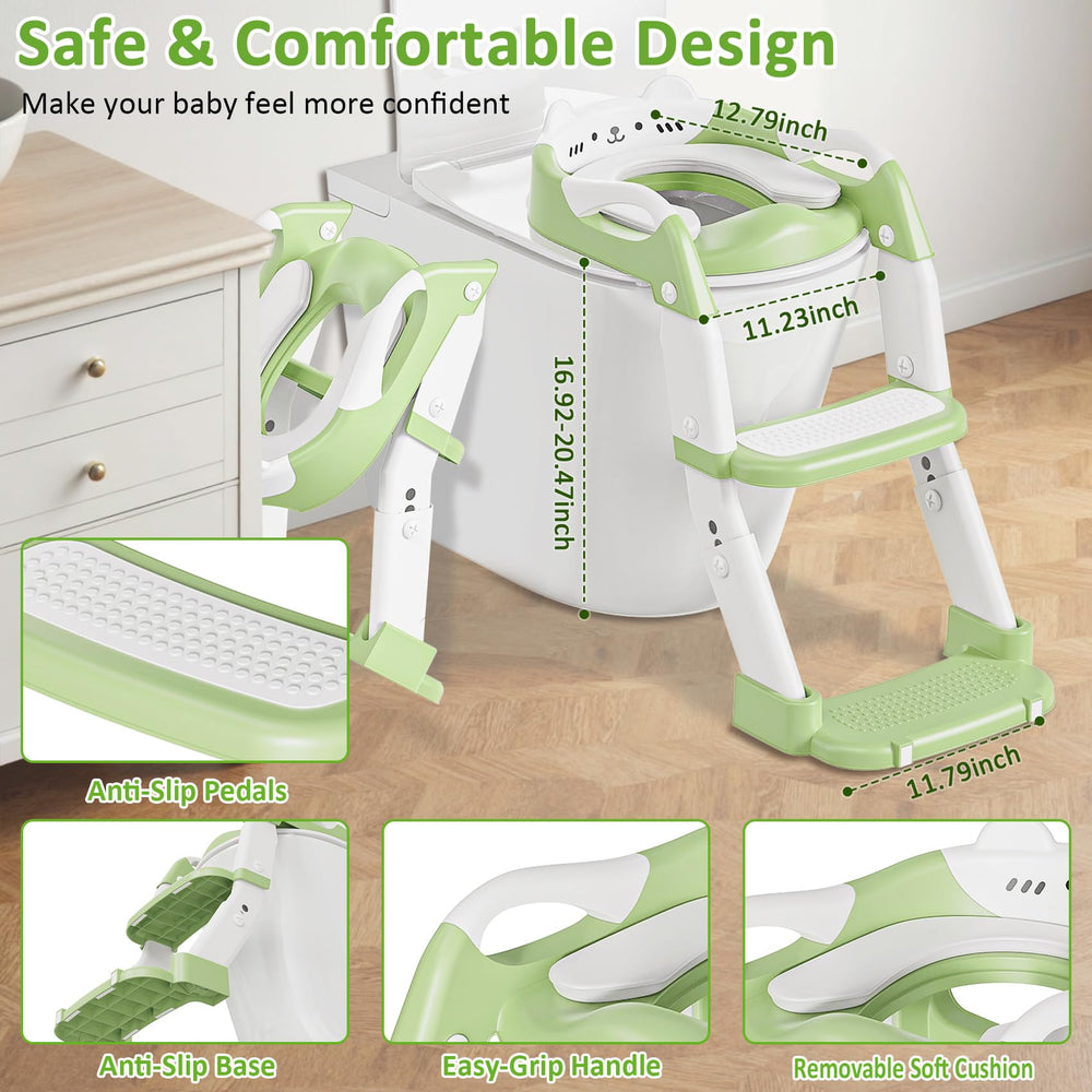 CandyHome Potty Training Seat green splash guard protecting bathroom surfaces