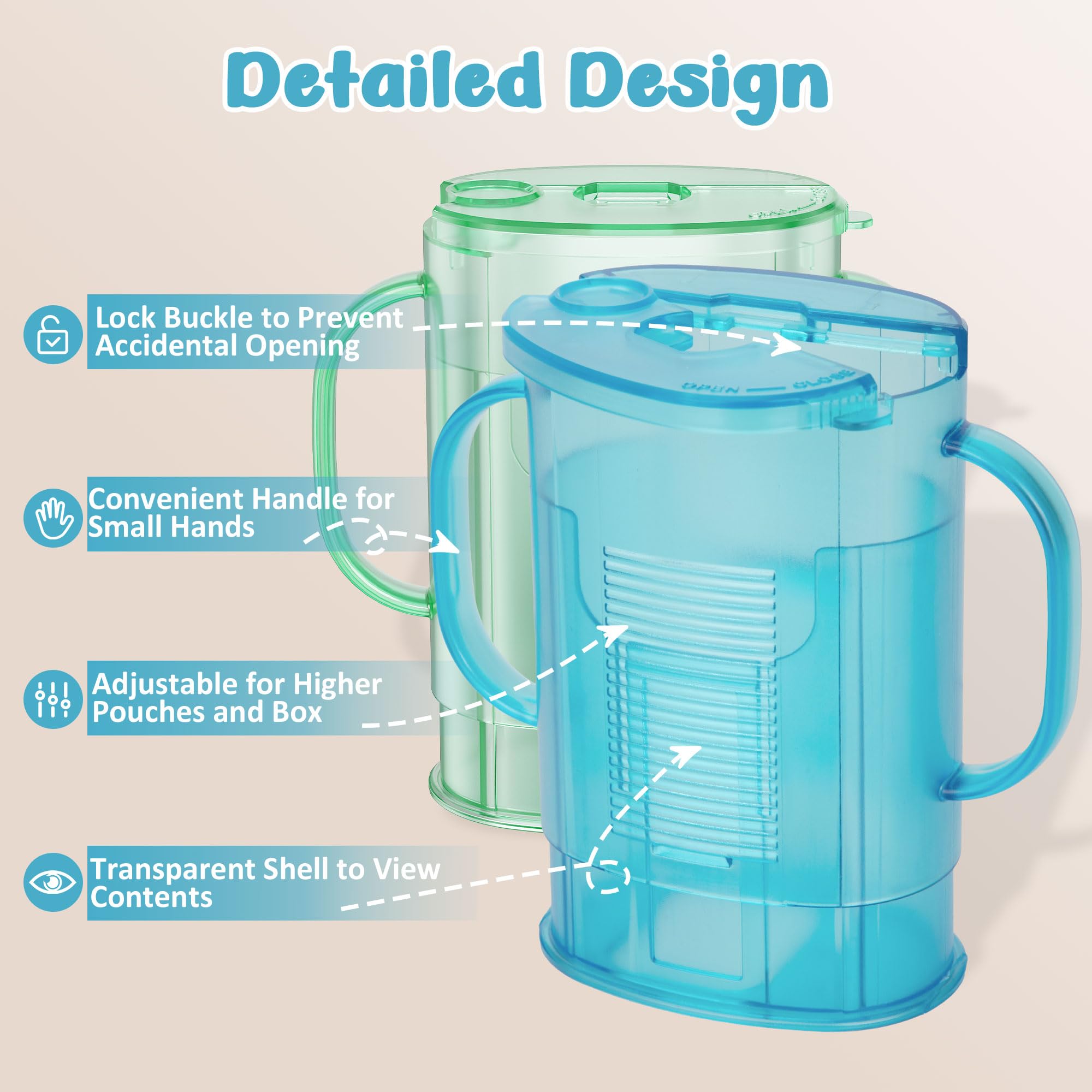 CandyHome pouch holder no squeeze compact, travel-friendly size fits in a diaper bag.