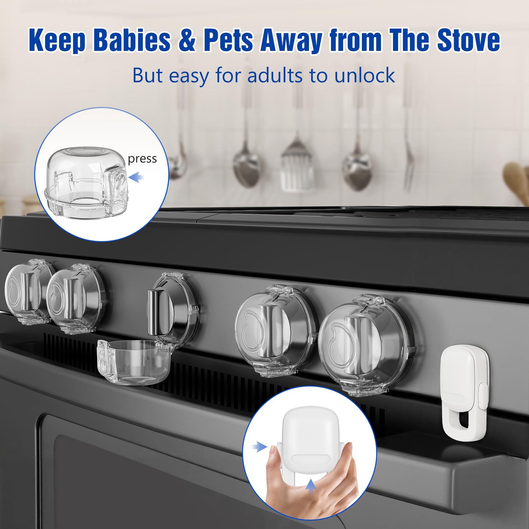 CandyHome stove knob cover with adhesive tape demonstrates quick, secure installation