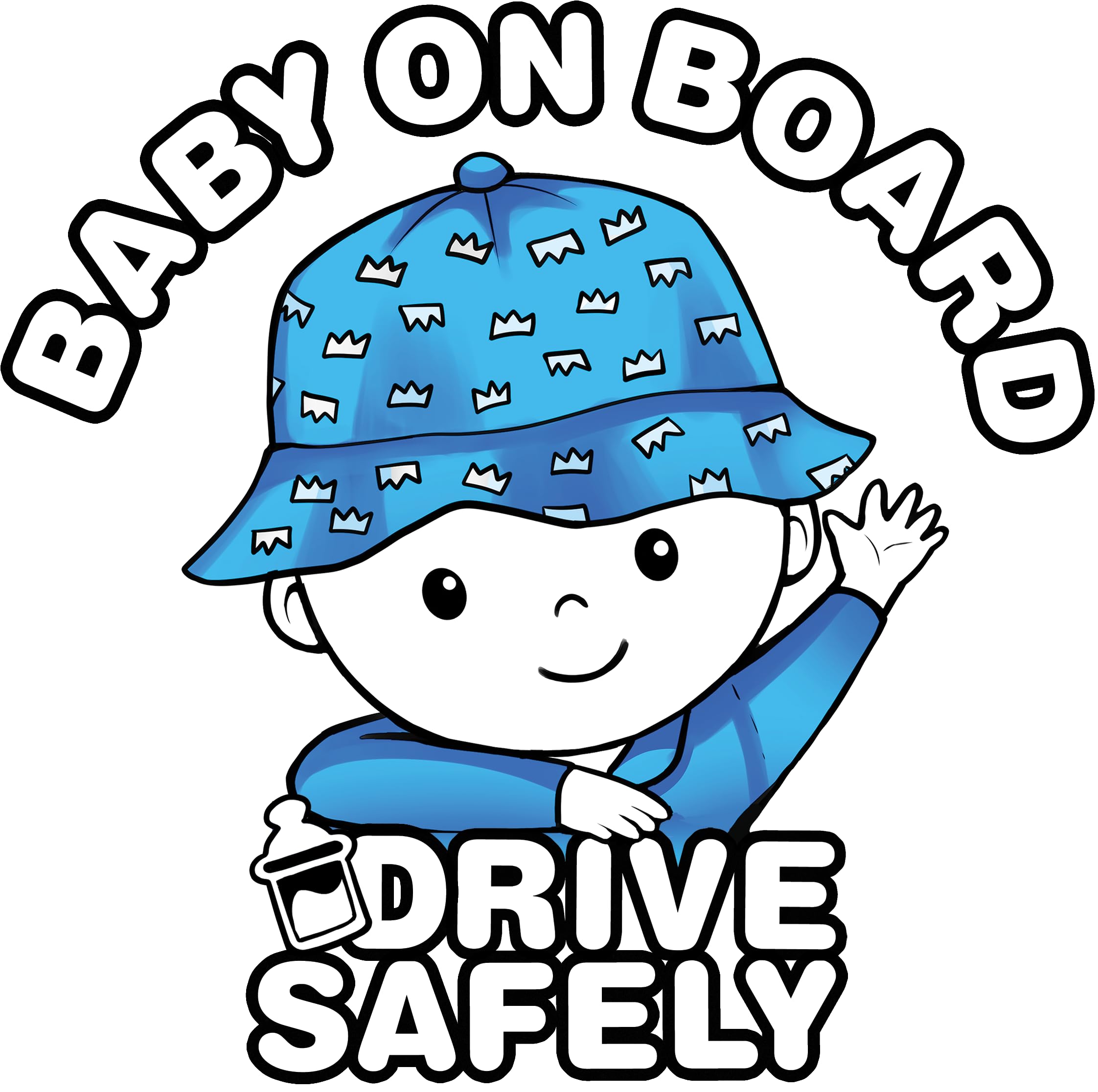 Canel baby-in-car sticker close-up boosts driver awareness