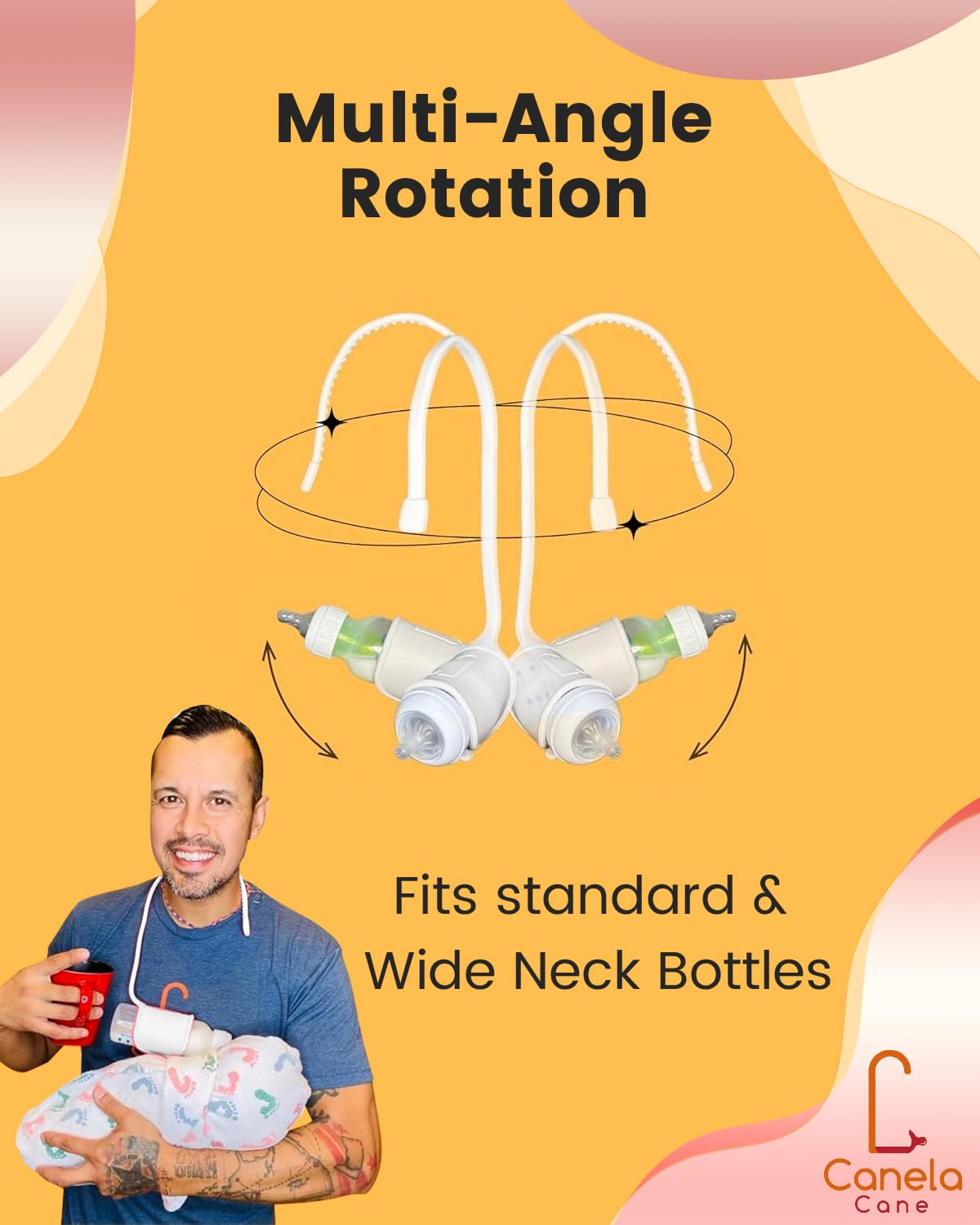 Canela Cane non-slip holder close-up highlighting stable bottle positioning.
