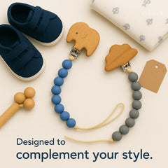 Canjolie wood paci clip neutral colors complement outfits while staying practical.