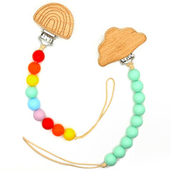 Canjolie Wood Paci Clips beads closeup highlights tactile bead design for sensory exploration and easy access