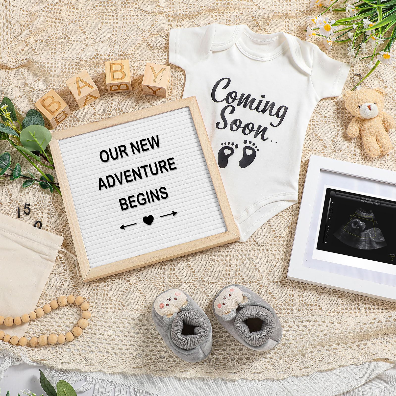 Canlierr pregnancy announcement letter board with letters for customizable messages
