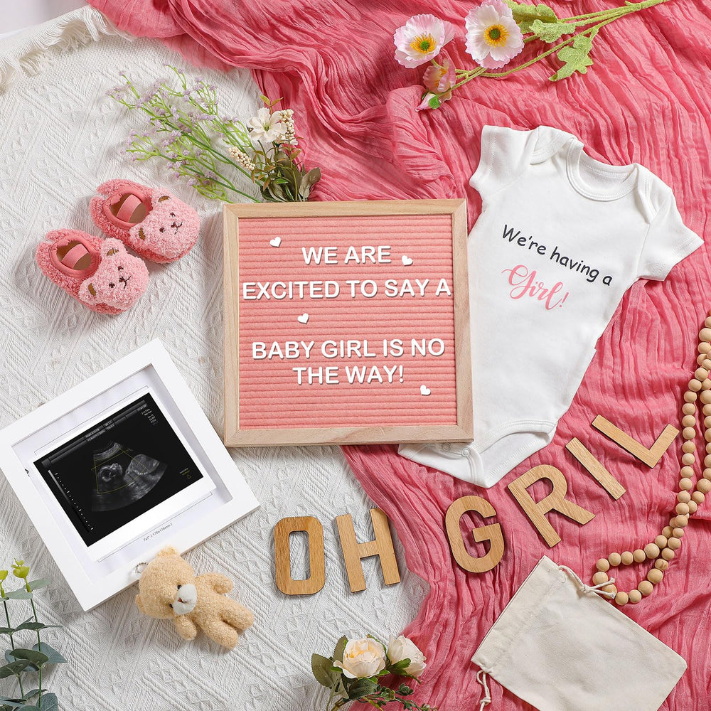 Canlierr pregnancy announcement set board and bodysuit showcased for DIY reveal ideas