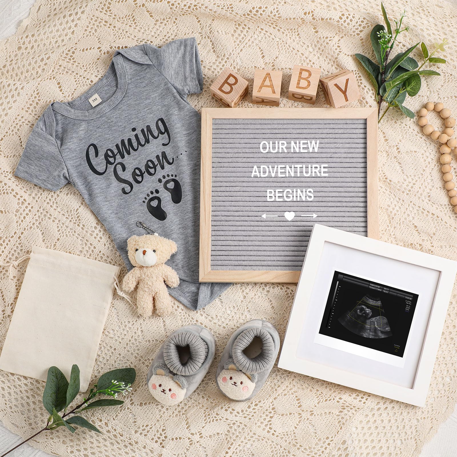Canlierr pregnancy announcement set felt letter board with customizable messages for maternity photos