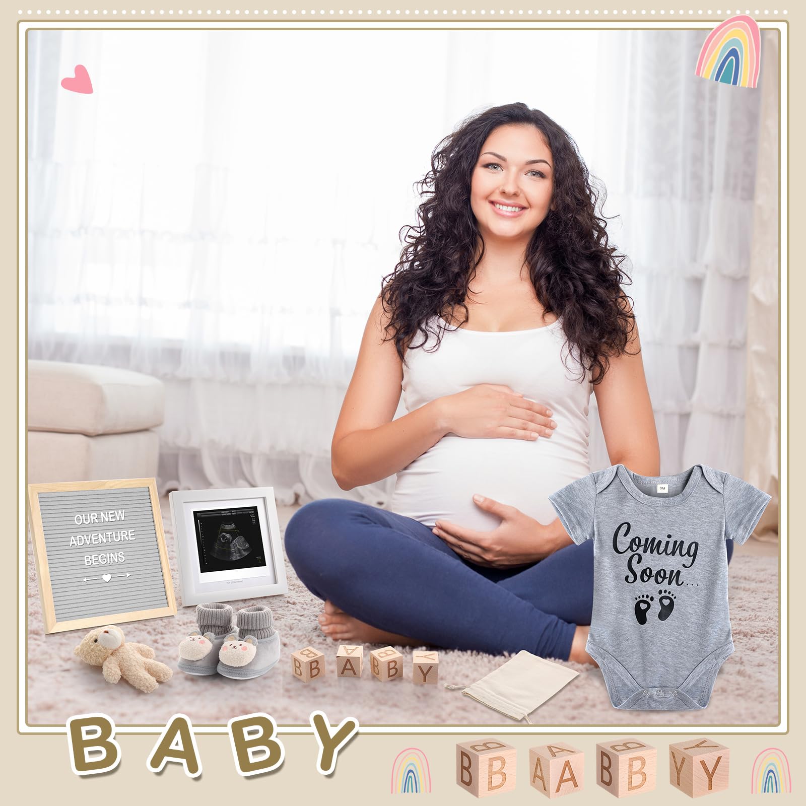 Canlierr wood blocks spell custom messages for maternity shoots